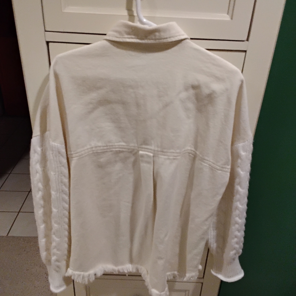 Womens Denim Jacket Patchwork Knitted Long Sweate… - image 2